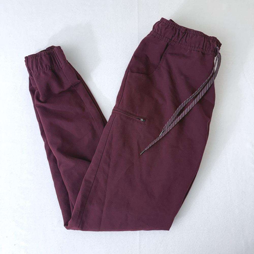 Jaanuu Burgundy Scrub Jogger Pants Large Tall LT Stretch Nurse Workwear